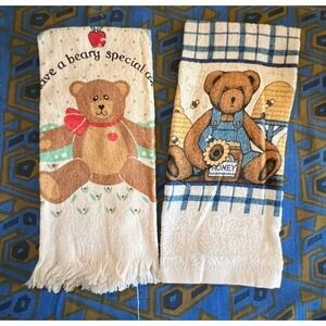 Revere Mills & Franco Kitchen Towels (2) Teddy Bear Designs Old Store Stock